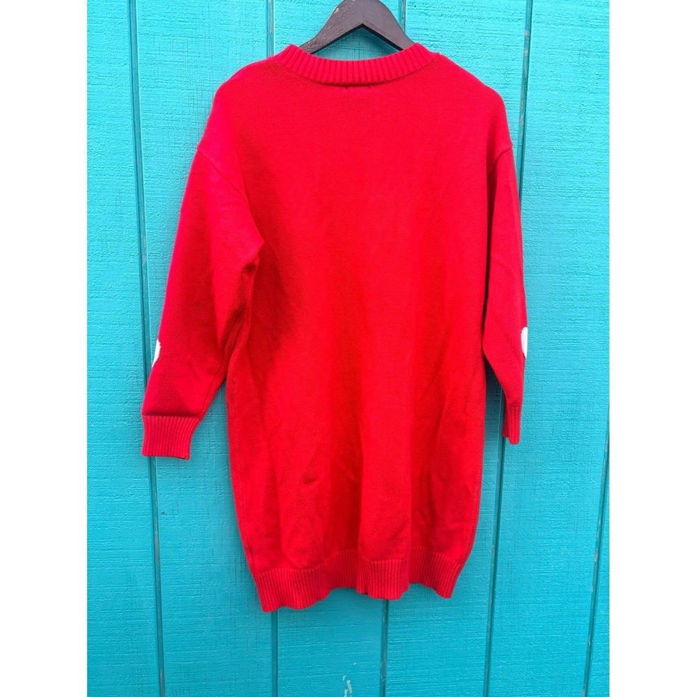 J For Justify Red Lover Graphic Sweater Dress Heart Elbow Patches Womens 1X - Picture 4 of 5